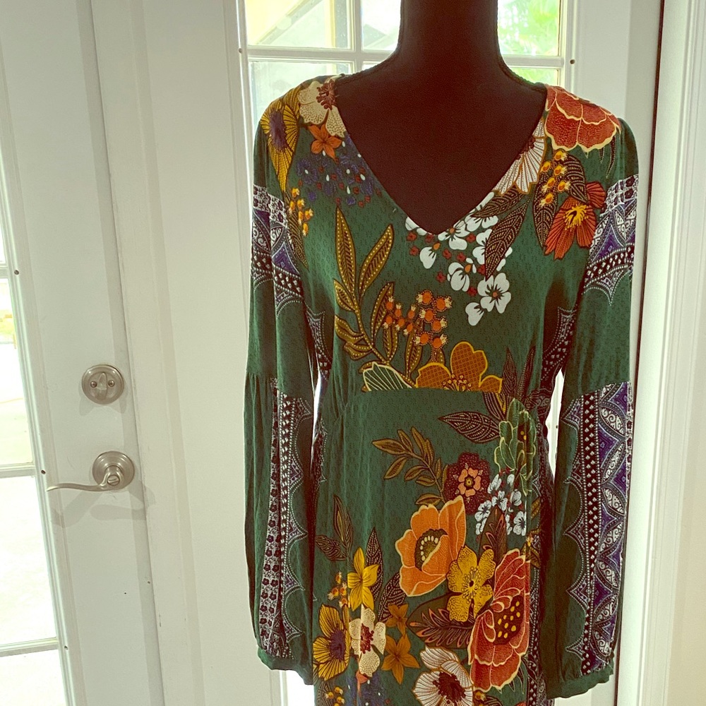 Philosophy Boho Emerald Floral Maxi Dress